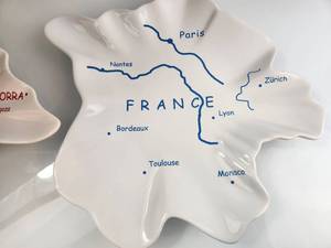2 Collectible Map Plates - France and Spain