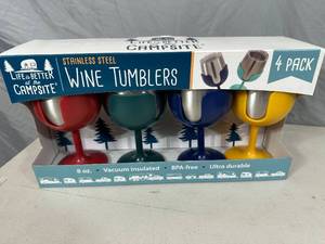 New Camper Themed 4 Pc Stainless Steel Wine Tumblers