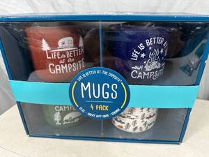 New 4 Pack Camper Themed Coffee Mugs
