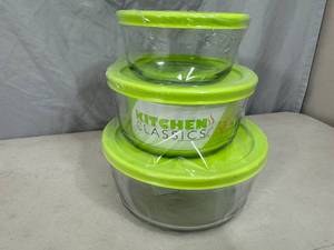 New 6 Pc Glass Food Storage Set