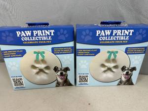 2 New Paw Print Pet Clay Collectibles