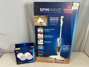 New Bissell Spinwave Powered Hard Floor Mop with Extra Mop Heads