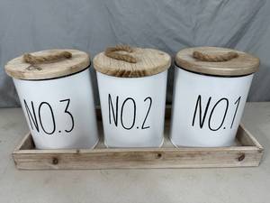 3 Piece Canister Set with Tray