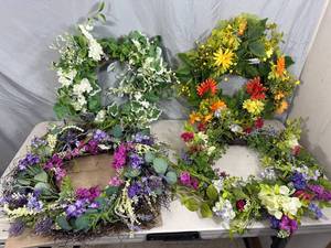 4 Handmade Faux Flower Wreaths - Retail over $400