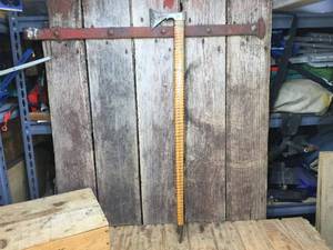 lot 215 image: Unique Tooled Axe-Theme Walking Stick - 35