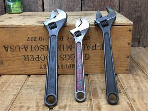 lot 221 image: 3 Diamond Tool & Horseshoe Adjustable Wrenches 10 - 12 - Nice