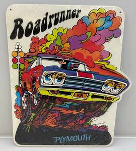 lot 116 image: Plymouth Roadrunner 14 x 16 34 Metal Embossed Sign (NEW Factory Wrapped)