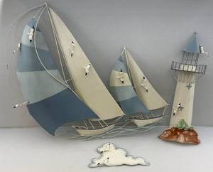 lot 131 image: Large Metal Nautical Themed Wall Art 27 x 31