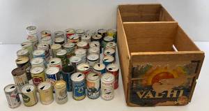 lot 159 image: Vintage Wood Crate & Beer Can Collection Including HAMMS & More