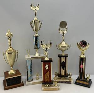 lot 173 image: Misc. Vintage 8s, 90s  Car Show Trophys With Cars On Top 13, 14, 17, 19, 24