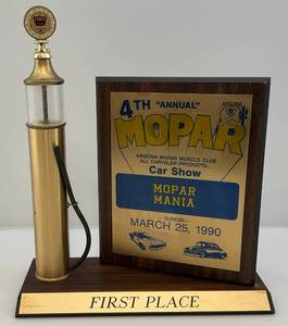 lot 187 image: 1990 MOPAR MANIA Car Show Trophy 1st Place With Gas Pump Dcor 14