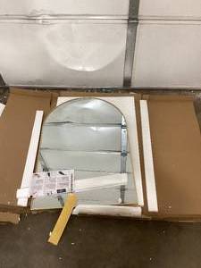 XRAMFY 26 in. W x 38 in. H Arched Gold Aluminum Alloy Framed Wall Mirror Customer Returns See Pictures