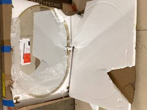 XRAMFY 30 in. W x 30 in. H Round Aluminum Alloy Framed Gold Wall Mirror Customer Returns See Pictures