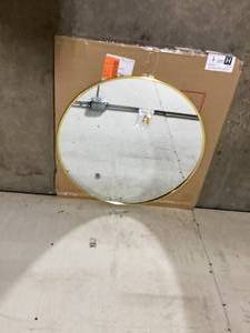 XRAMFY 24 in. W x 24 in. H Round Aluminum Alloy Framed Gold Wall Mirror  Customer Returns See Pictures