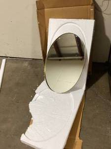 30.00 in. H x 20.00 in. W Rollo Modern Oval Framed Gold Accent Wall Mirror by Kate and Laurel  Customer Returns See Pictures
