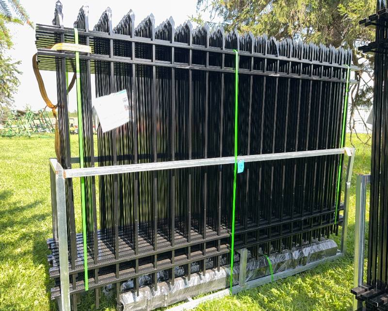 lot 176X image: Powder Coated Galvanized Steel Fence with Posts 