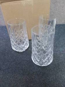 lot 8 image: 3- 12 oz Cut Glass High Ball Glasse...