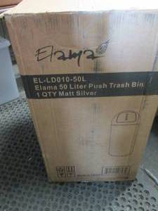 lot 10 image: Elama 50L Push Trash Bin open box...