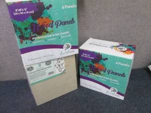 lot 176 image: 2-6 pks Daveliou 8x8 Wood Canva...