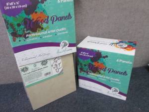 lot 178 image: 2-6 pks Daveliou 8x8 Wood Canva...