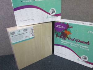 lot 188 image: 2 sets Daveliou 12x12 Wood Canv...