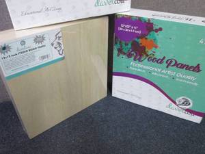 lot 190 image: 2 sets Daveliou 12x12 Wood Canv...