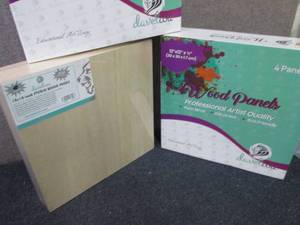 lot 191 image: 2 sets Daveliou 12x12 Wood Canv...