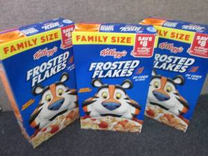 lot 297 image: 3-24 oz Kelloggs Frosted Flakes...