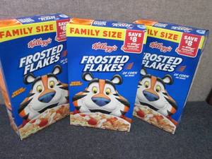 lot 298 image: 3-24 oz Kelloggs Frosted Flakes...