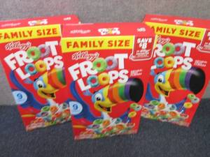 lot 316 image: 3- 18.4 oz Kelloggs Fruit Loops...