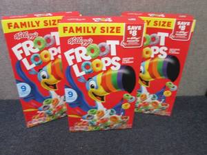 lot 318 image: 3- 18.4 oz Kelloggs Fruit Loops...