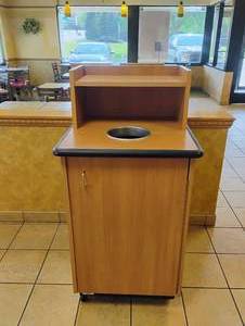 lot 3 image: PLYWMOLD TRASH RECEPTACLE WITH BIN