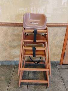 lot 4 image: 2 WOODEN HIGH CHAIRS