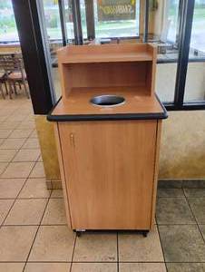 lot 35 image: PLYMOLD WOOD RECEPTACLE WITH BIN