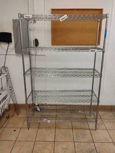 lot 50 image: COMMERCIAL 5 TIER CHROME WIRE SHELF