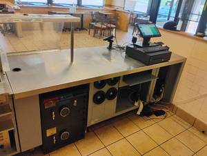 lot 79 image: SUBWAY STAINLESS STEEL REGISTER STATION WITH CUP HOLDERS
