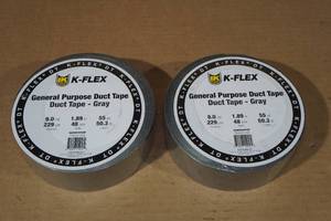 lot 156 image: 2 Rolls K-Flex General Purpose Duct Tape -Gray