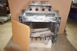 lot 165 image: Fireplace Insert with Gas Burners, Faux Logs, and Faux Brick Panels