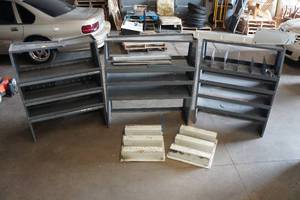 lot 213 image: 3 Metal Wall Shelves and Accessories