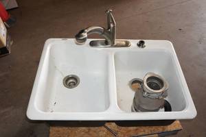 lot 237 image: American Standard Porcelain Sink with Garbage Disposal
