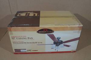 lot 253 image: Design House 3-Light 52 Ceiling Fan -Satin Nickel Finish