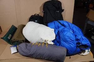 lot 254 image: Assorted Camping -Sleeping Bag, Backpacks, Mats