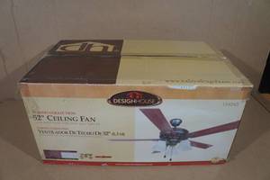 lot 1E image: Design House 3-Light 52 Ceiling Fan -Satin Nickel Finish
