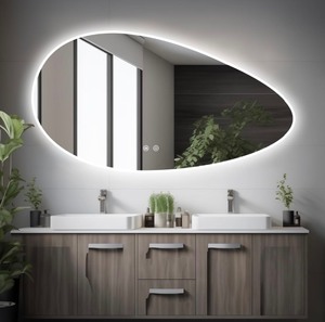 lot 62 image: Niccy LED Half Moon Bathroom Mirror with Anti-Fog
