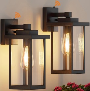 lot 72 image: 2-Pack Outdoor Wall Lights with Sensor -Black