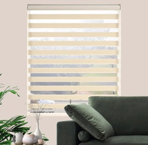 lot 193 image: ShadesU Corded Zebra Shade -Cream, 52Wx72H