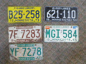 lot 81 image: 5 Vintage Minnesota License Plates