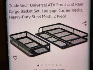 lot 148 image: Guide Gear Universal ATV Front and Rear Cargo Basket Set