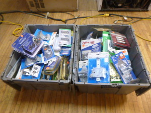 lot 199 image: 2 Totes Full of Garage Door Repair Items