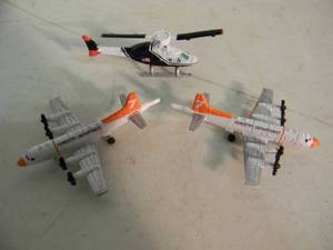ORIGINAL - VINTAGE MICRO MACHINES L.G.T.I. 2 1994 FORESTRY DEPARTMENT PLANES & 1 1992 HELICOPTER - AWESOME SET - NICE - SEE PICTURES